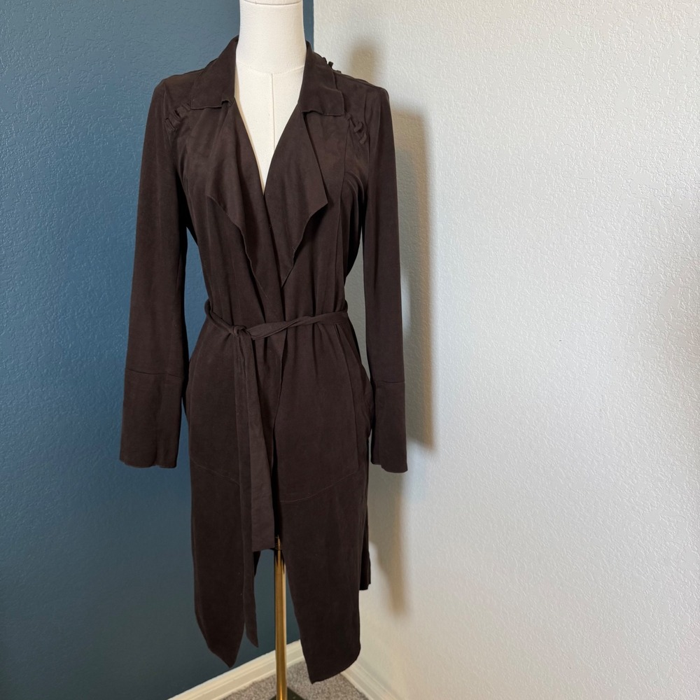 Western Boho Faux Suede Duster Onetheland Cardigan Medium Brown